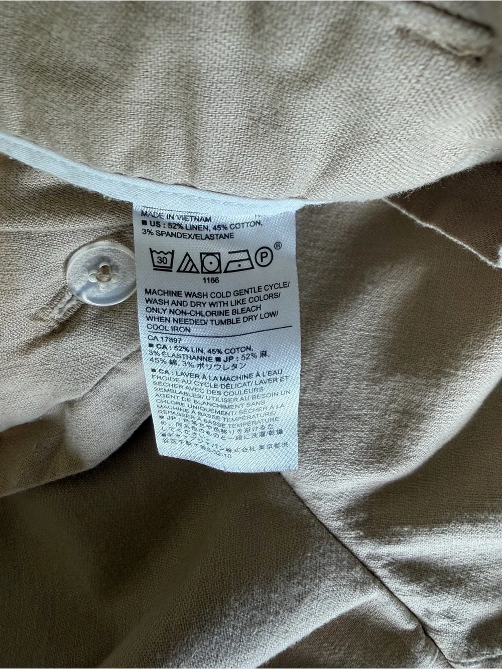 Banana Republic Blake Crop Pants Tan Color Linen Cotton